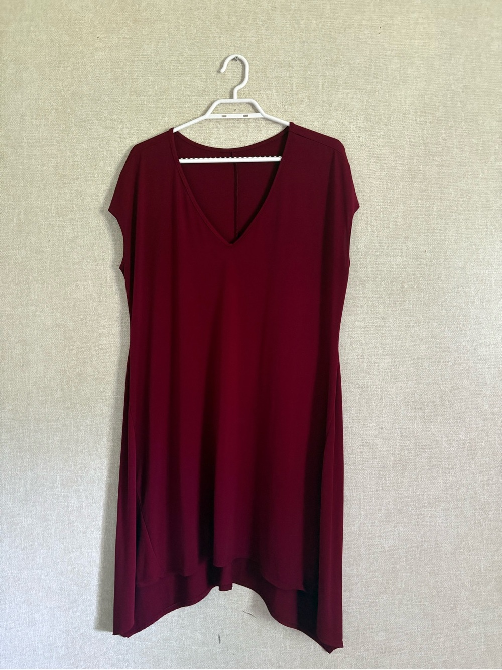 Sears V-Neck Swing Tunic Dress - Wine